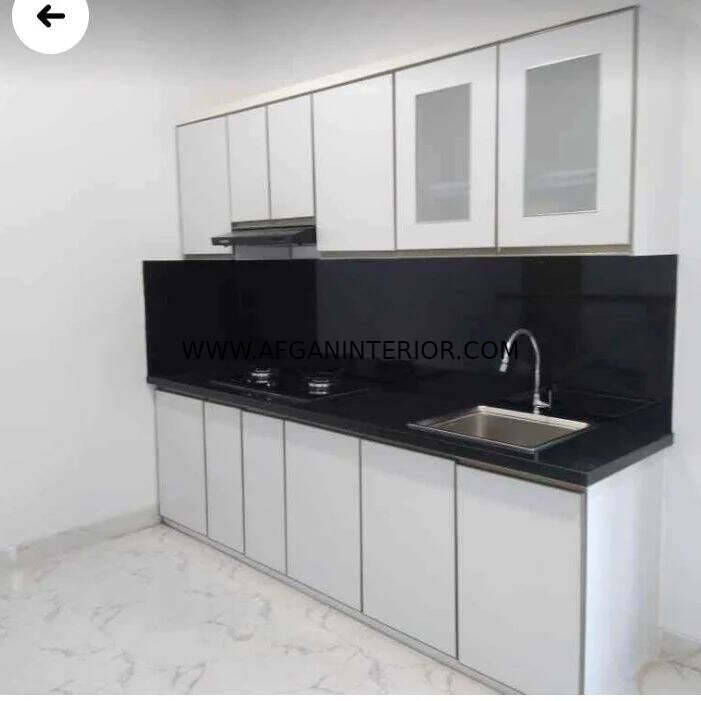 jasa kitchen set aluminium kombinasi hitam putih